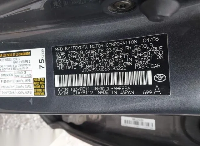 JTDKB20U863183222 2006 2006 Toyota Prius 9