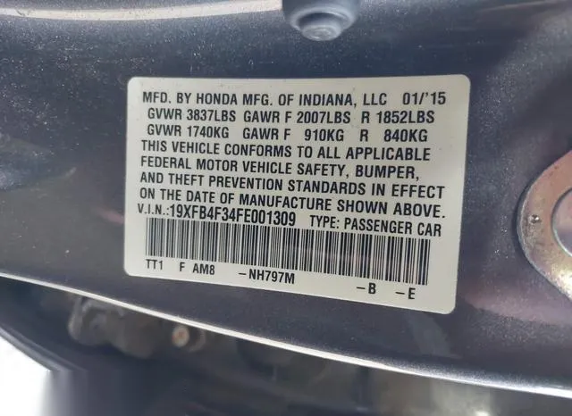 19XFB4F34FE001309 2015 2015 Honda Civic- Hybrid 9