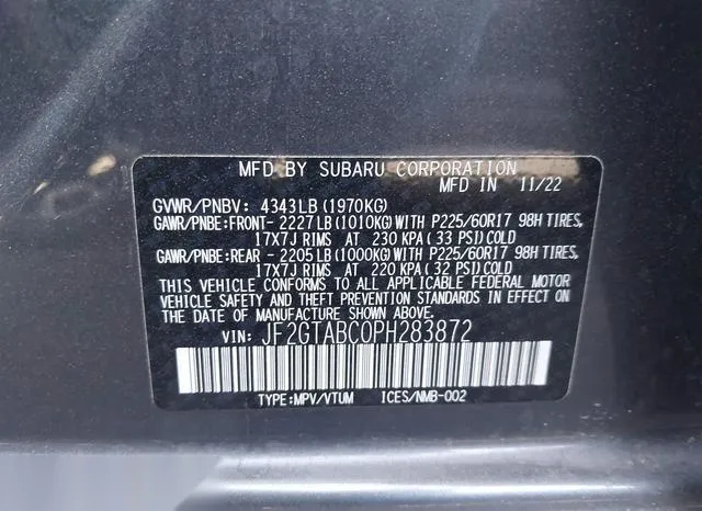 JF2GTABC0PH283872 2023 2023 Subaru Crosstrek 9