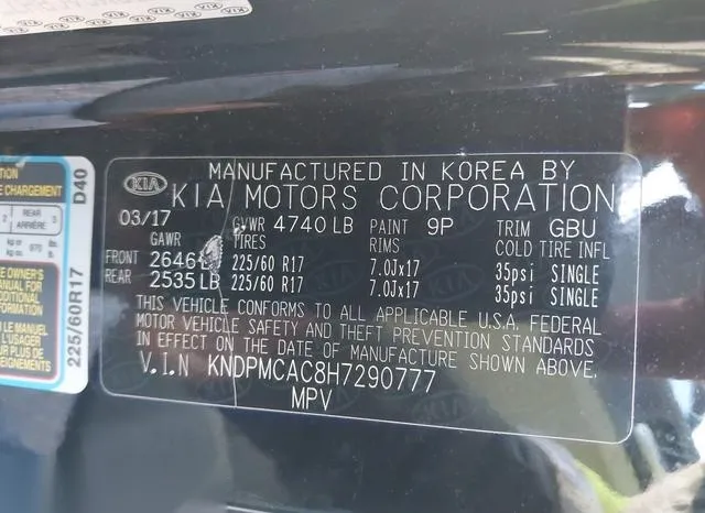 KNDPMCAC8H7290777 2017 2017 KIA Sportage- LX 9