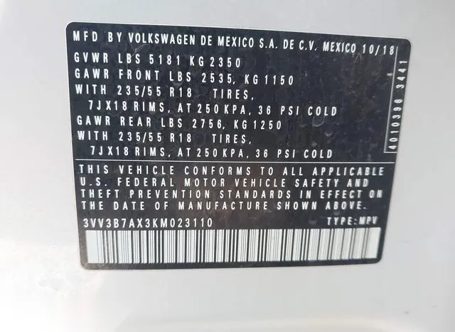 3VV3B7AX3KM023110 2019 2019 Volkswagen Tiguan- 2-0T Se/2-0T 9