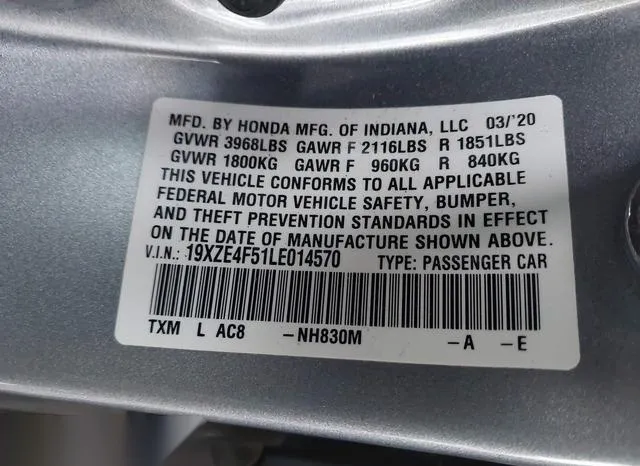 19XZE4F51LE014570 2020 2020 Honda Insight- EX 9