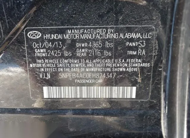 5NPEB4AC0EH824347 2014 2014 Hyundai Sonata- Gls 9