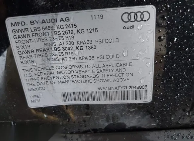 WA1BNAFY7L2048806 2020 2020 Audi Q5- Premium Plus 45 Tfsi Q 9