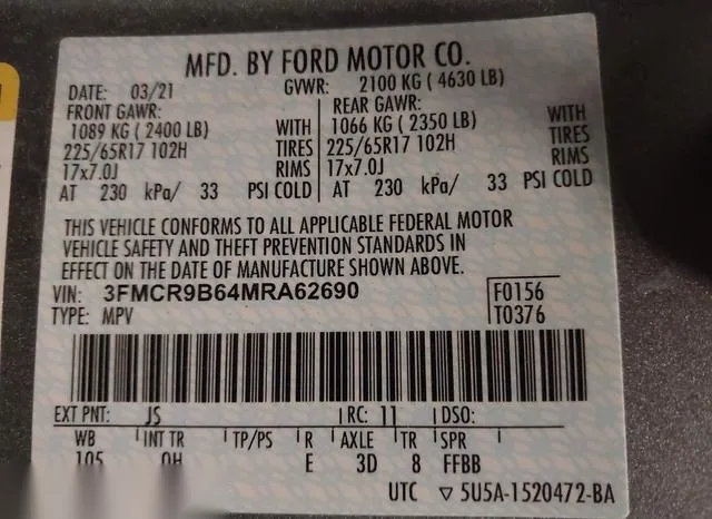 3FMCR9B64MRA62690 2021 2021 Ford Bronco Sport- Big Bend 9