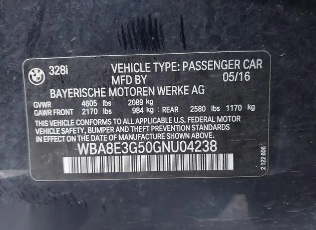 WBA8E3G50GNU04238 2016 2016 BMW 3 Series- 328I Xdrive 9