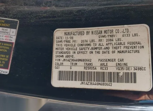 JN1AZ36A46M480642 2006 2006 Nissan 350Z- Touring 9