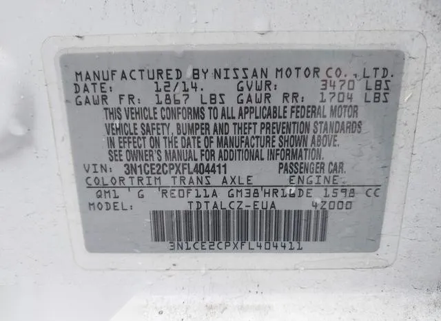 3N1CE2CPXFL404411 2015 2015 Nissan Versa- Note S Plus 9