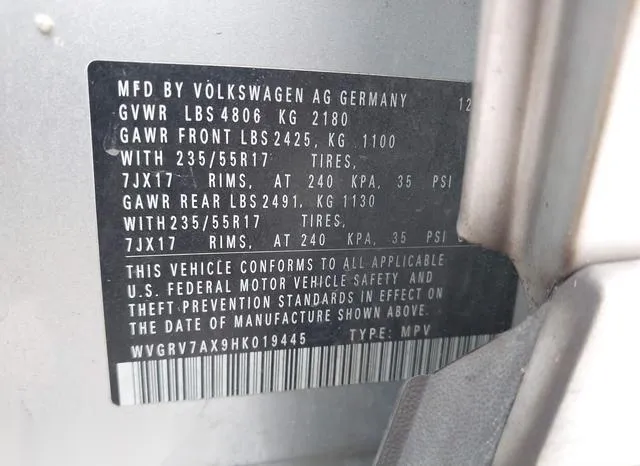 WVGRV7AX9HK019445 2017 2017 Volkswagen Tiguan- 2-0T Wolfsbu 9