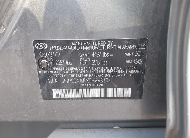 5NPE34AFXJH668304 2018 2018 Hyundai Sonata- Sel 9