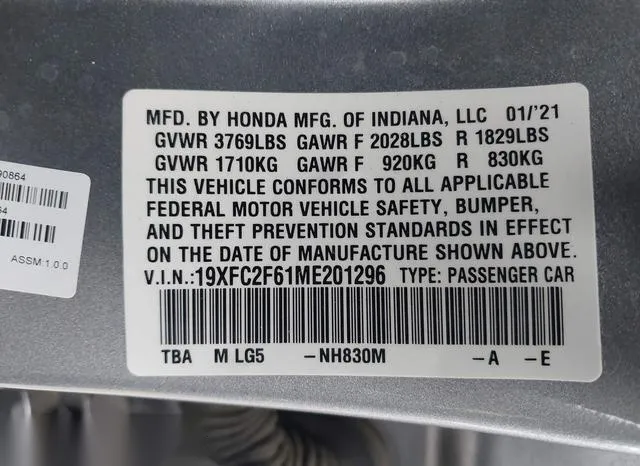 19XFC2F61ME201296 2021 2021 Honda Civic- LX 9