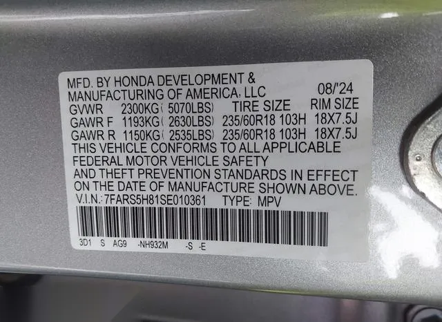 7FARS5H81SE010361 2025 2025 Honda CR-V- Hybrid Sport-L 9