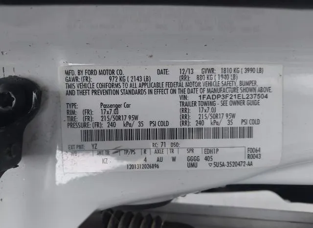 1FADP3F21EL237504 2014 2014 Ford Focus- SE 9