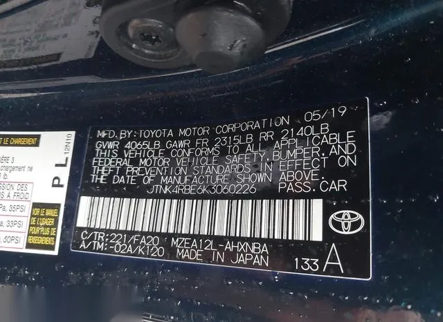 JTNK4RBE6K3060226 2019 2019 Toyota Corolla- SE 9