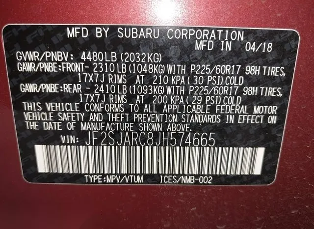 JF2SJARC8JH574665 2018 2018 Subaru Forester- 2-5I Limited 9