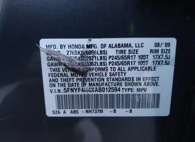 5FNYF4H4XAB012594 2010 2010 Honda Pilot- EX 9