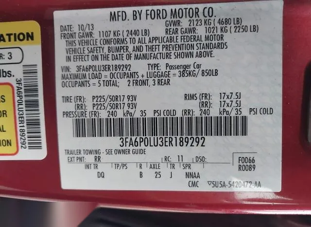 3FA6P0LU3ER189292 2014 2014 Ford Fusion- Hybrid SE 9