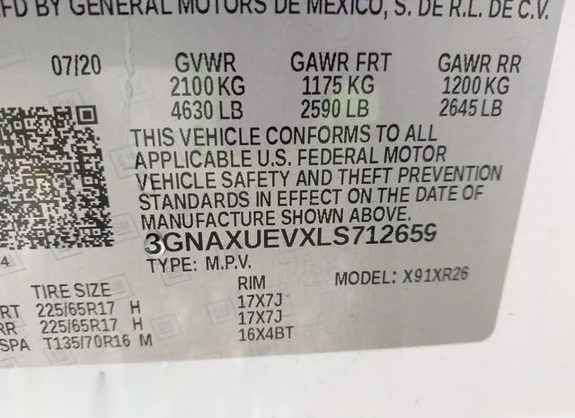 3GNAXUEVXLS712659 2020 2020 Chevrolet Equinox- Awd Lt 1-5L 9