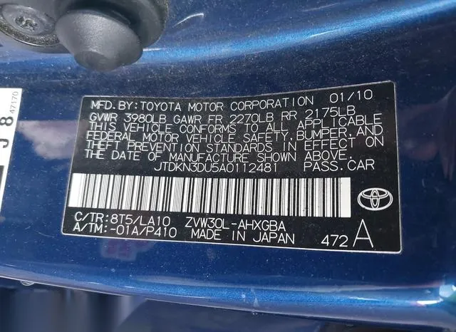 JTDKN3DU5A0112481 2010 2010 Toyota Prius 9