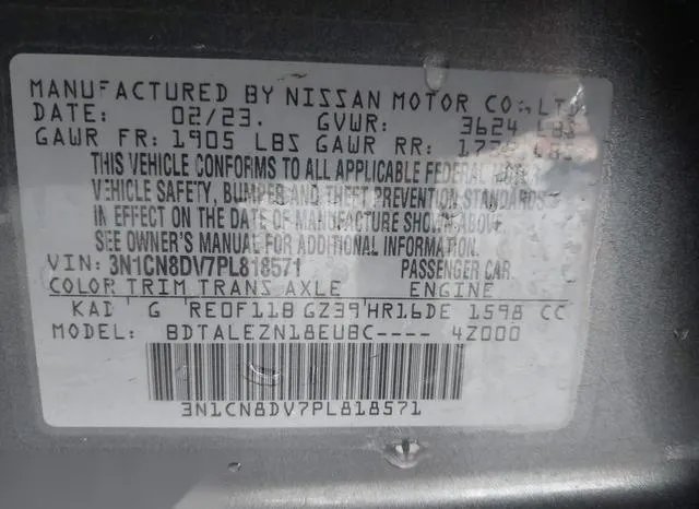 3N1CN8DV7PL818571 2023 2023 Nissan Versa- 1-6 S Xtronic Cvt 9