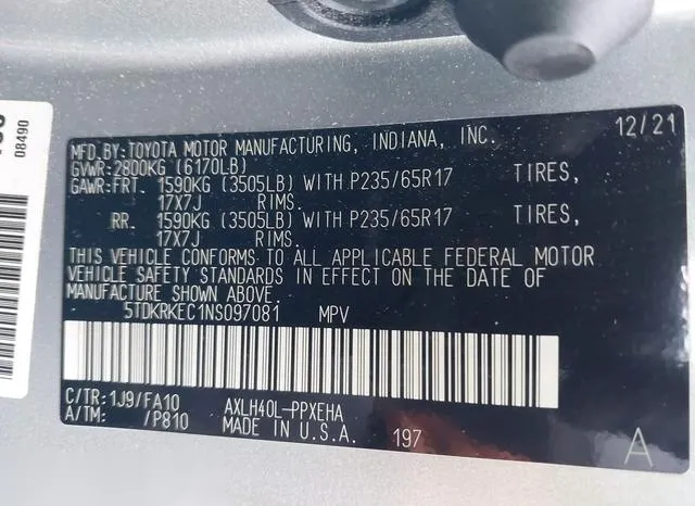 5TDKRKEC1NS097081 2022 2022 Toyota Sienna- LE 9