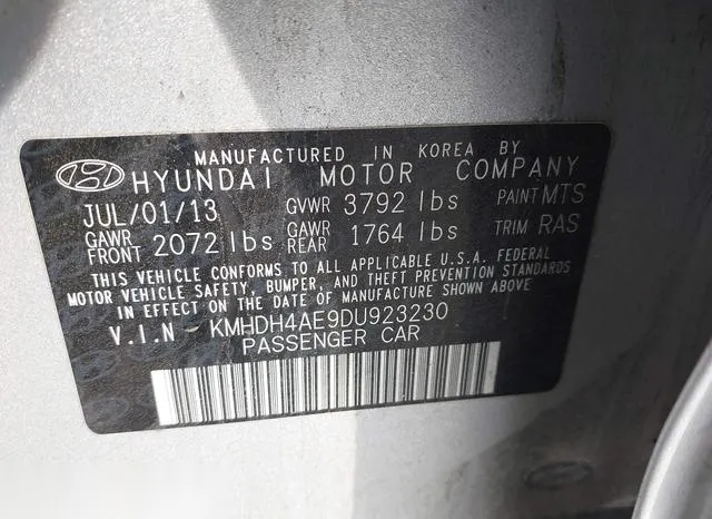 KMHDH4AE9DU923230 2013 2013 Hyundai Elantra- Gls 9