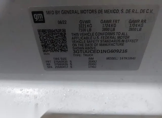 3GTUUCED1NG609216 2022 2022 GMC Sierra- 1500 4Wd  Short Box 9