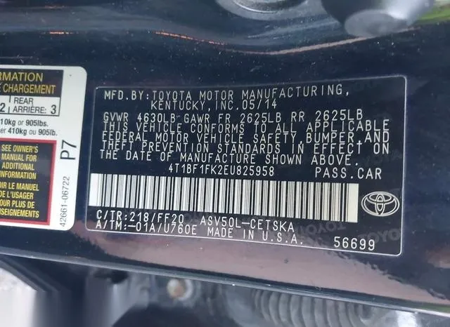 4T1BF1FK2EU825958 2014 2014 Toyota Camry- SE 9