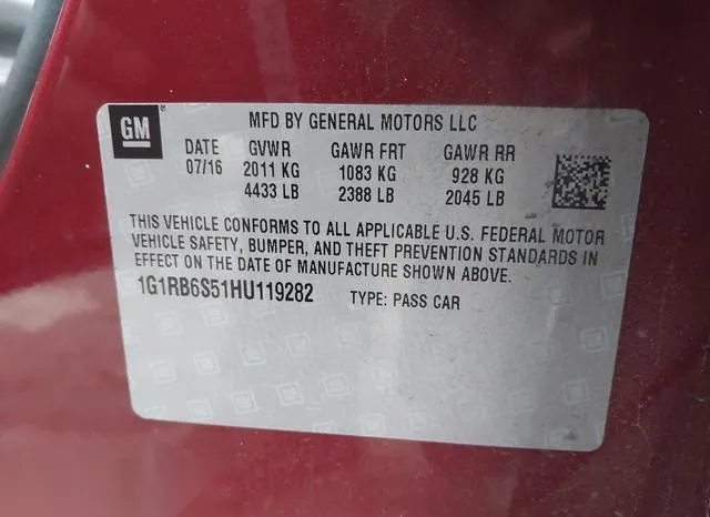 1G1RB6S51HU119282 2017 2017 Chevrolet Volt- Premier 9