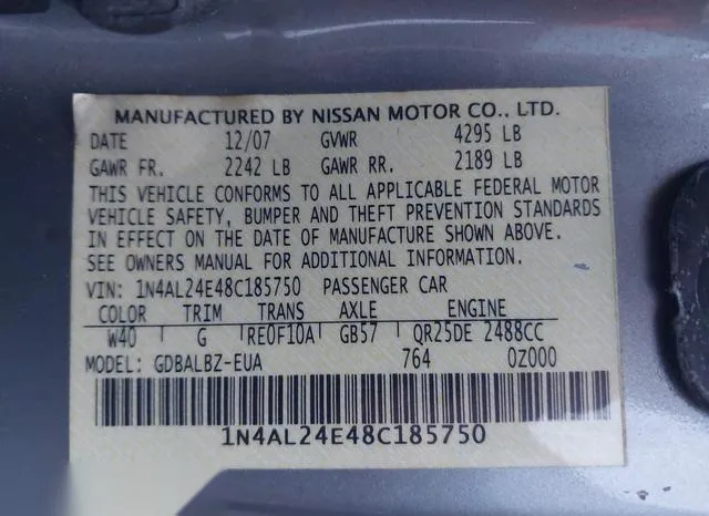 1N4AL24E48C185750 2008 2008 Nissan Altima- 2-5 S 9