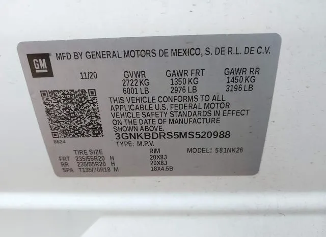 3GNKBDRS5MS520988 2021 2021 Chevrolet Blazer- Fwd 3Lt 9