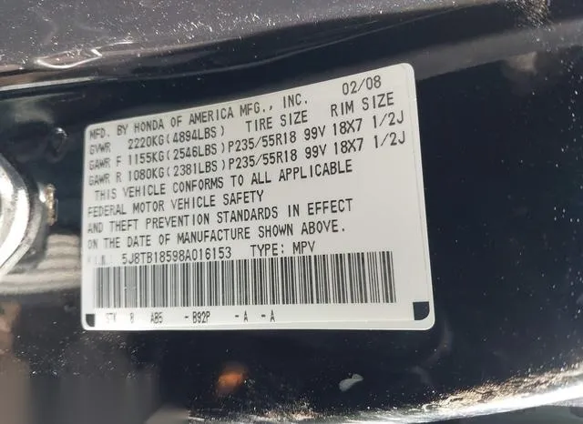 5J8TB18598A016153 2008 2008 Acura RDX- Tech Pkg 9