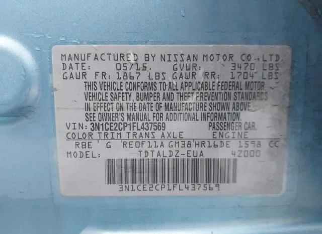 3N1CE2CP1FL437569 2015 2015 Nissan Versa- Note SV 9