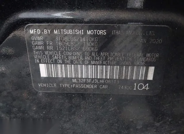 ML32F3FJ3LHF08113 2020 2020 Mitsubishi Mirage- G4 ES 9