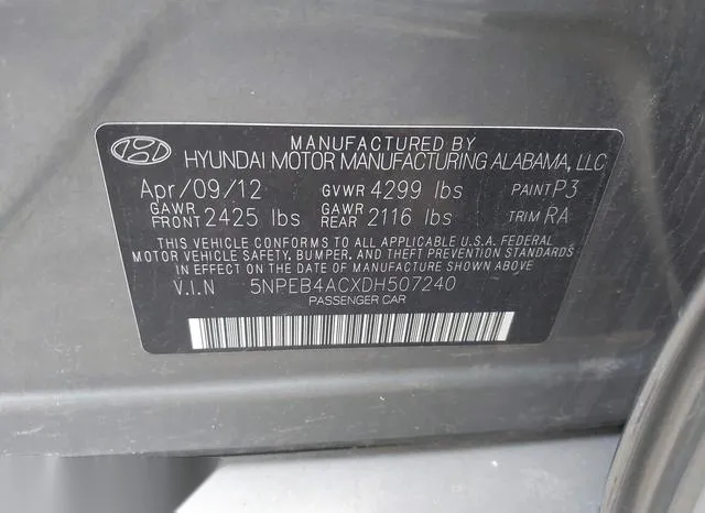 5NPEB4ACXDH507240 2013 2013 Hyundai Sonata- Gls 9