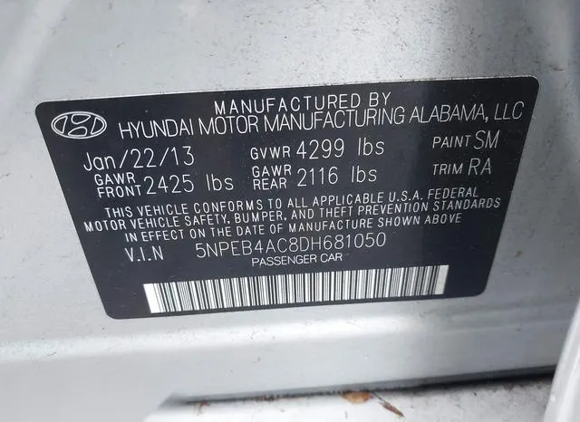 5NPEB4AC8DH681050 2013 2013 Hyundai Sonata- Gls 9