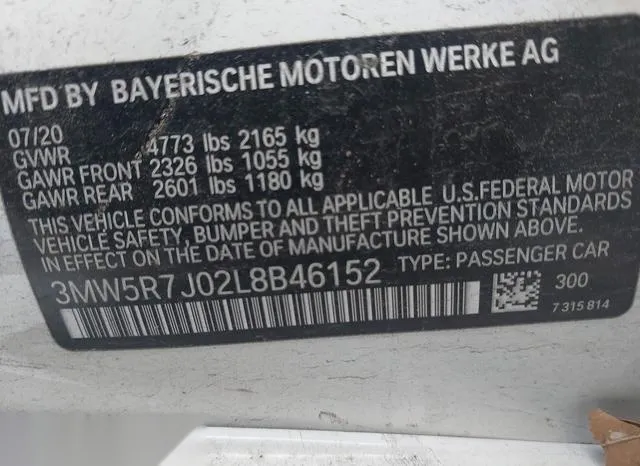 3MW5R7J02L8B46152 2020 2020 BMW 3 Series- 330I Xdrive 9