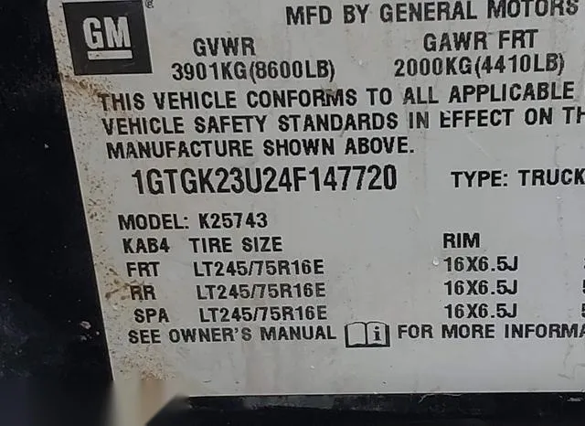 1GTGK23U24F147720 2004 2004 GMC Sierra- 2500 Sle 9