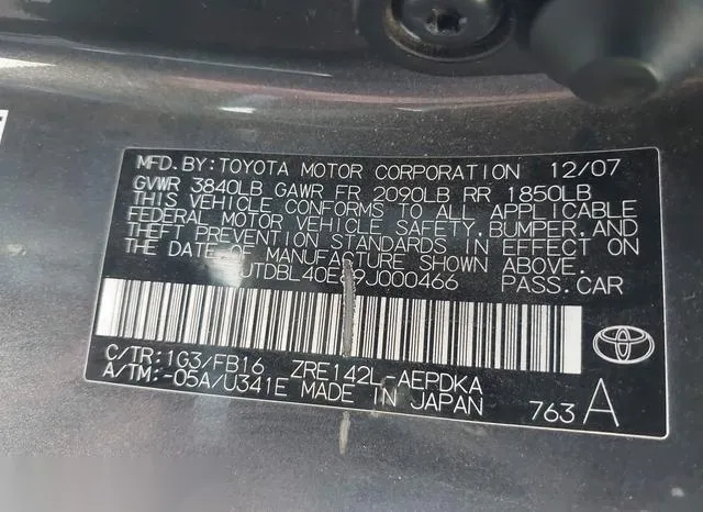 JTDBL40E89J000466 2009 2009 Toyota Corolla- LE 9