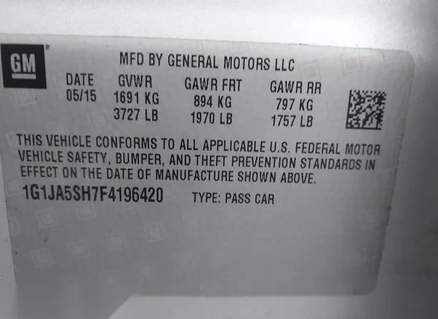 1G1JA5SH7F4196420 2015 2015 Chevrolet Sonic- Ls Auto 9