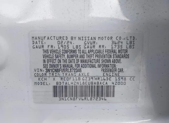 3N1CN8FV6RL872346 2024 2024 Nissan Versa- 1-6 SR 9