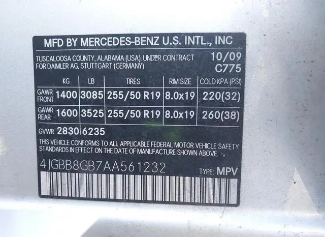 4JGBB8GB7AA561232 2010 2010 Mercedes-Benz ML 350- 4Matic 9