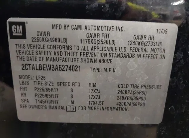 2CTALBEW3A6274021 2010 2010 GMC Terrain- Sle-1 9