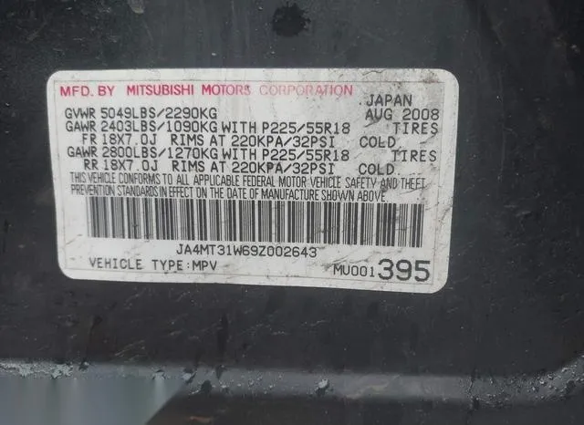 JA4MT31W69Z002643 2009 2009 Mitsubishi Outlander- SE 9