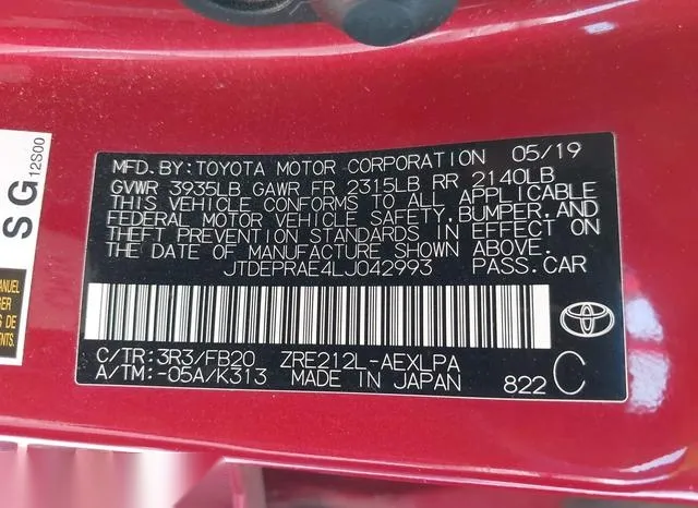 JTDEPRAE4LJ042993 2020 2020 Toyota Corolla- LE 9