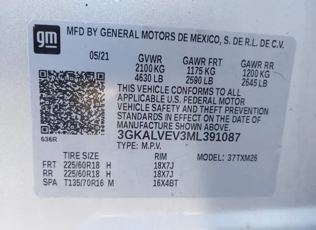 3GKALVEV3ML391087 2021 2021 GMC Terrain- Awd Slt 9