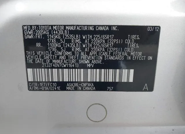 2T3ZF4DV7CW116413 2012 2012 Toyota RAV4 9