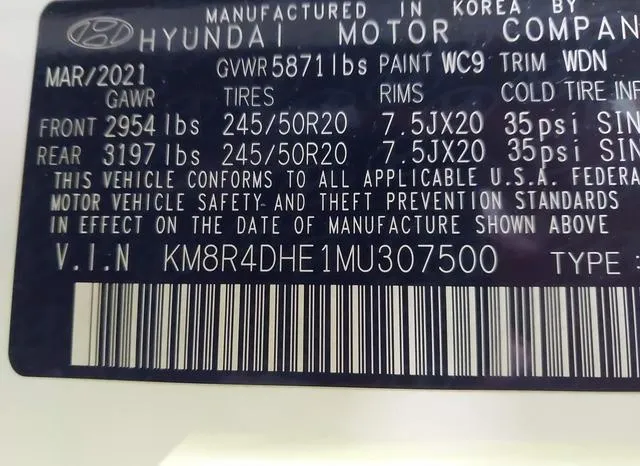 KM8R4DHE1MU307500 2021 2021 Hyundai Palisade- Sel 9