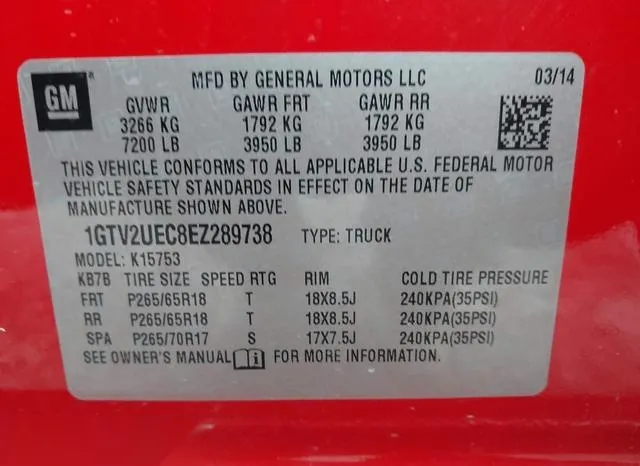 1GTV2UEC8EZ289738 2014 2014 GMC Sierra- 1500 Sle 9