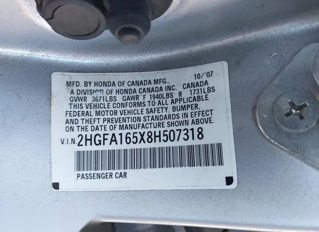 2HGFA165X8H507318 2008 2008 Honda Civic- LX 9